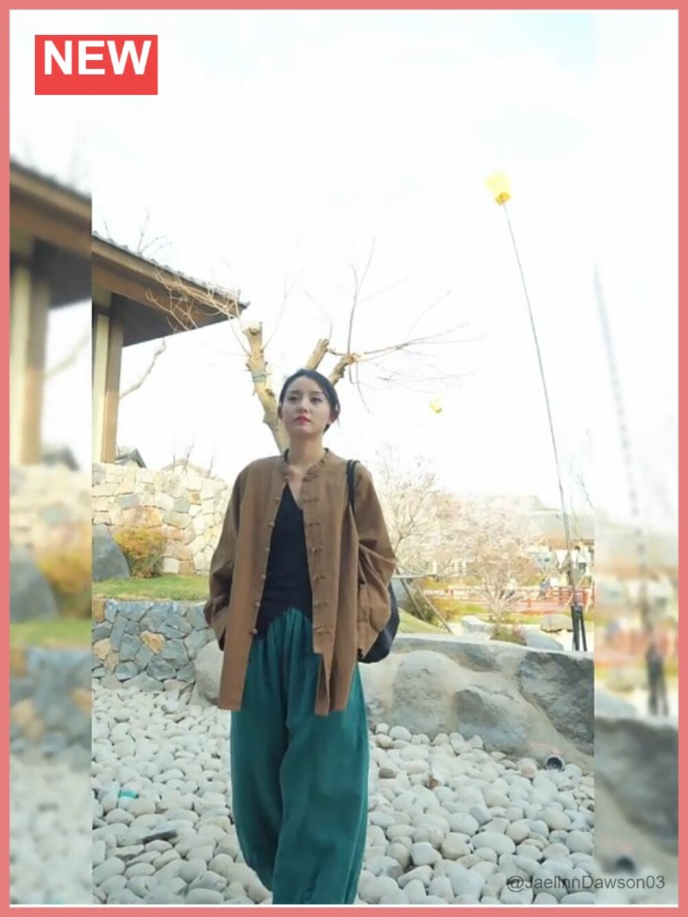 Linen Oversized Shirt Jacket Frog Button - Picture 5 of 5